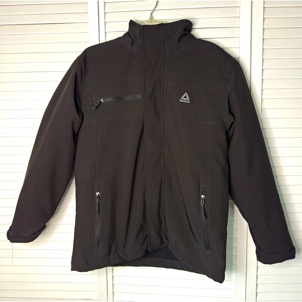 Reebok Youth L 14/16 Black Jacket Full Zip Athletic Lightweight Softshell Coat